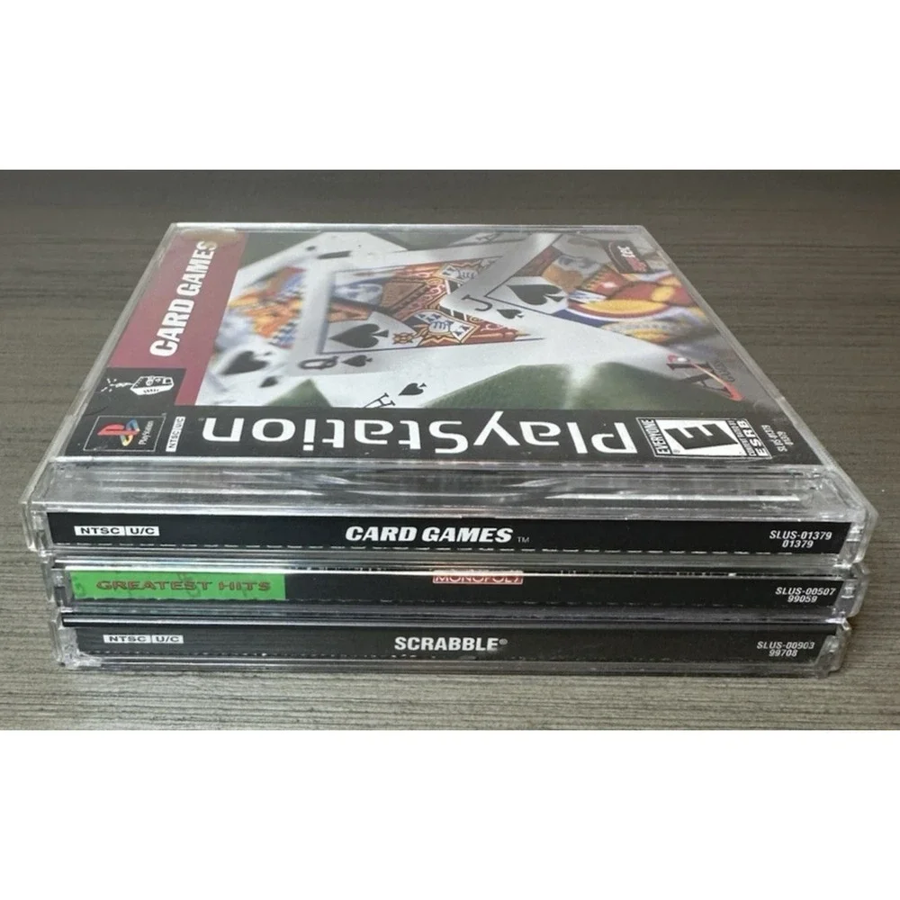 PS1 Card/Board Games Lot - Monopoly CIB, Card Games CIB, Scrabble‎ (Disc Only)